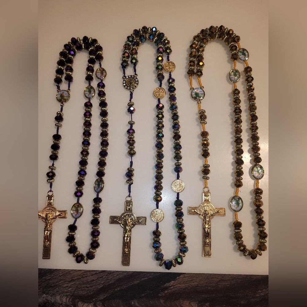 3 pcs Rosary Shiny Crystal Beads 21½" long approximately 📿